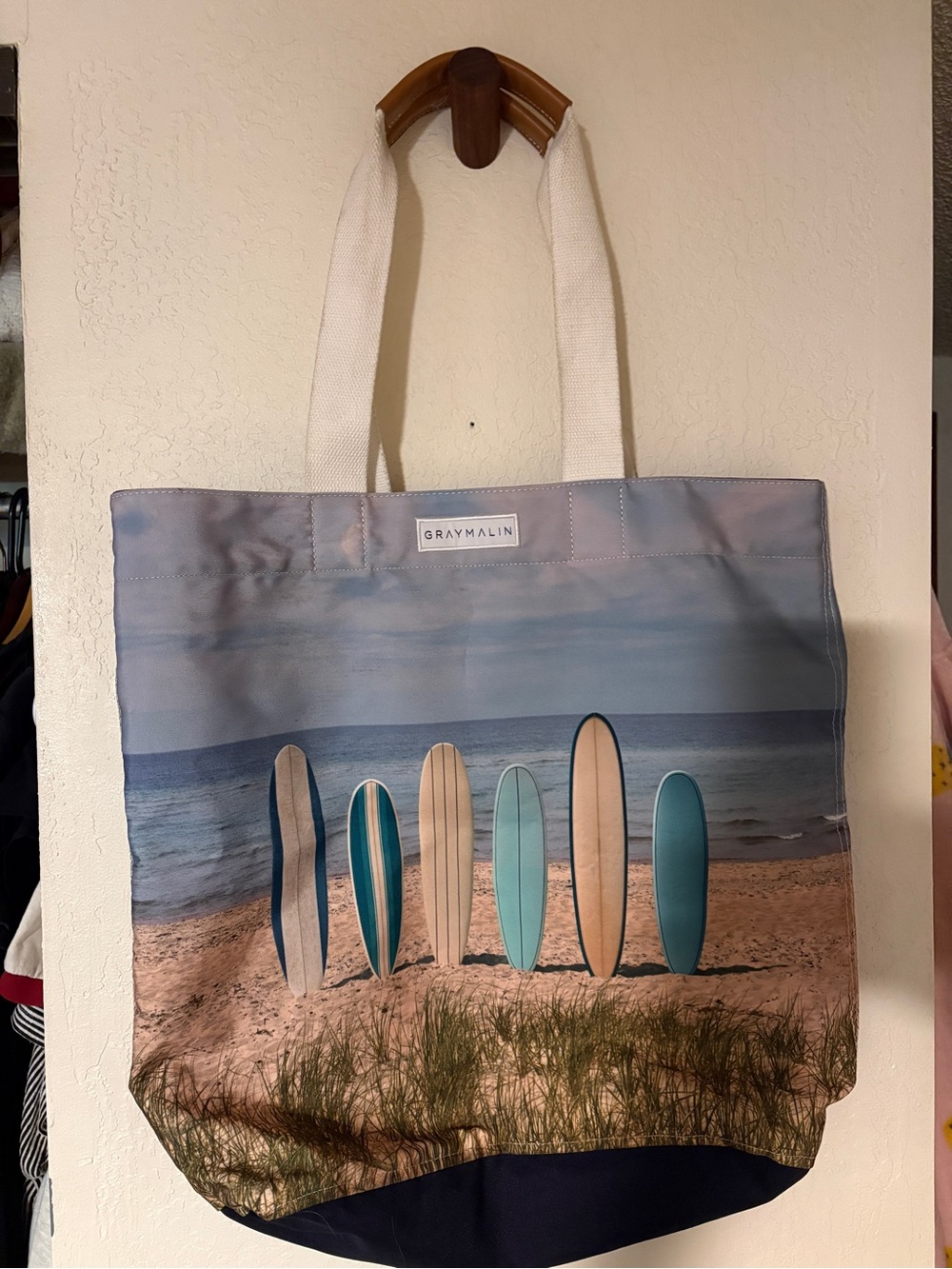 Gray Malin Blue & Teal Surfboard Beach Tote